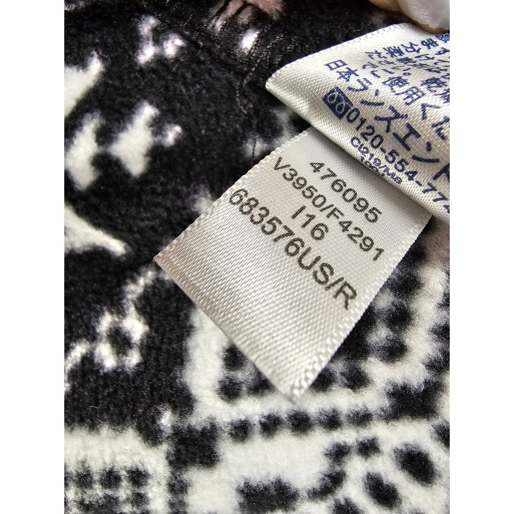 Lands End Womens Fleece Quarter Zip‎ Pullover Black White Fair Isle Snowflake L - Picture 9 of 10